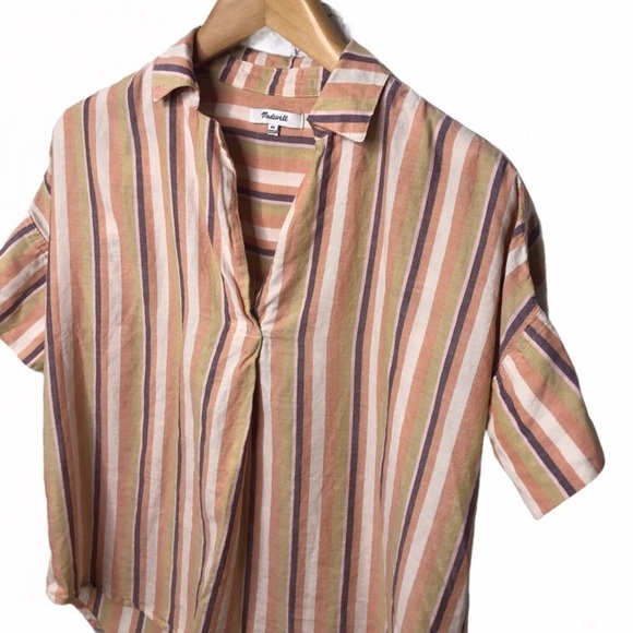 Madewell Courier Rainbow Stripe Button Back Shirt Size XS Style AL977 - Picture 4 of 7